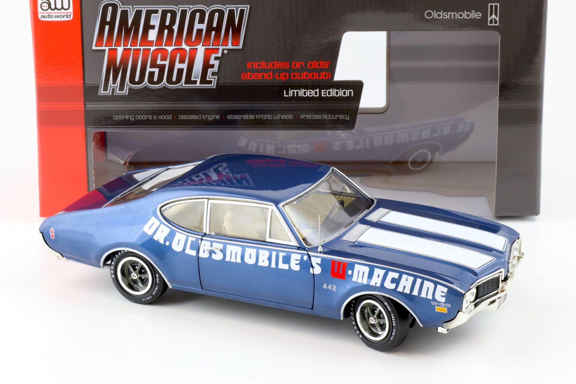 1:18 Auto World 1969 Oldsmobile 442 W-30 Coupe Dr. Oldsmobile´s W-Machine blue