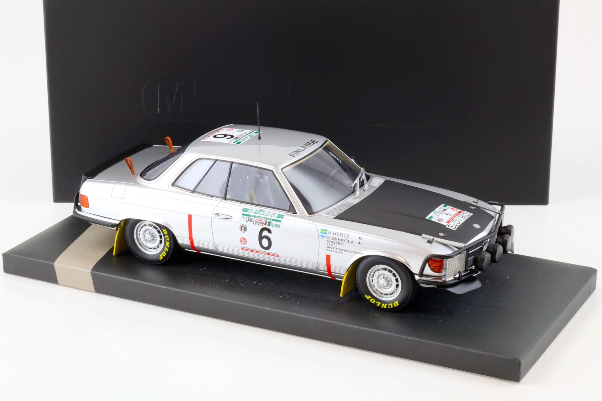 1:18 Minichamps Mercedes 450 SLC 5.0 Winner Mikkola / Hertz #6 Rally Bandama 1979