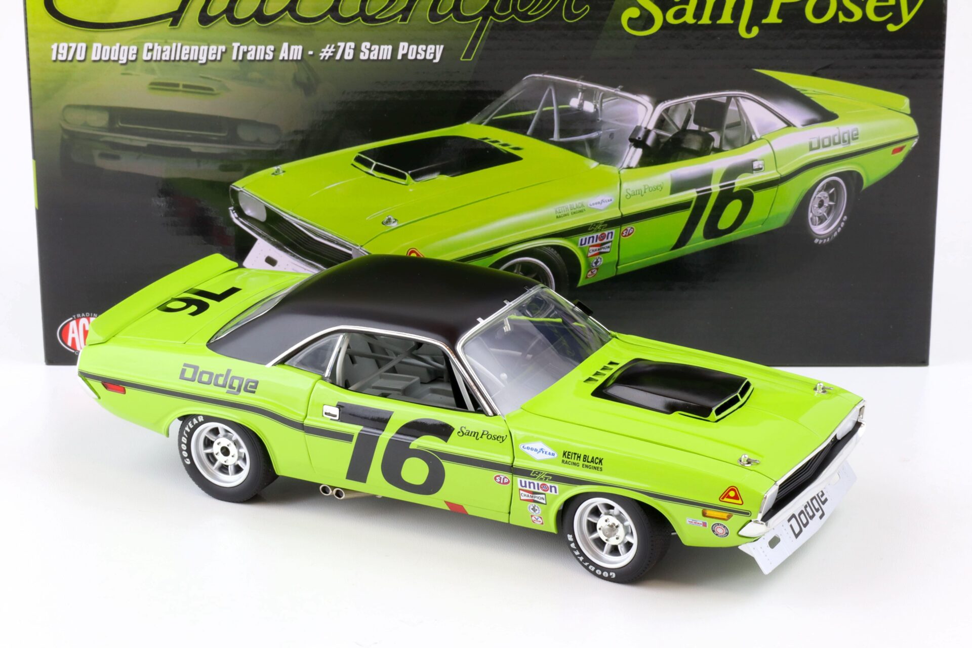 1:18 ACME 1970 Dodge Challenger Trans Am Sam Posey #76 green/ black