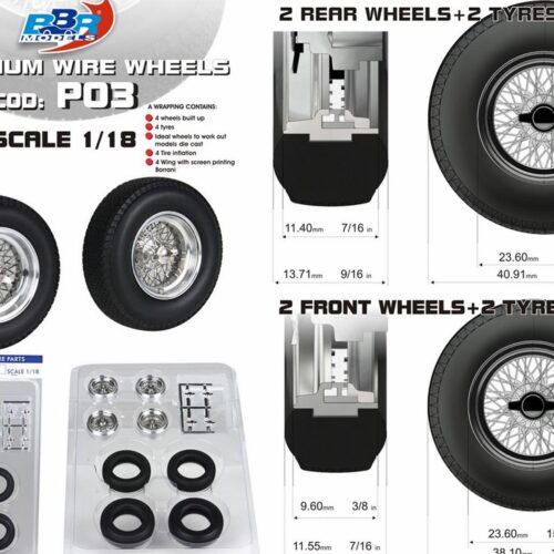 1:18 BBR Zubehör Aluminium Wheel Tire Set 4 pcs. 2x Front and 2x Rear wheels P03