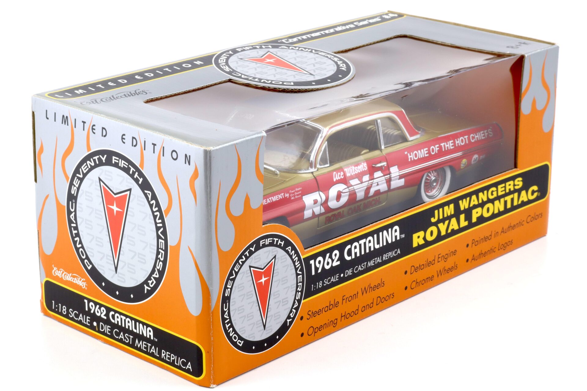 1:18 ERTL 1962 Pontiac Catalina Jim Wangers Royal Pontiac gold/ red