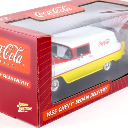 1:18 Johnny Lightning 1955 Chevrolet Sedan Delivery COCA COLA white/ red/ yellow