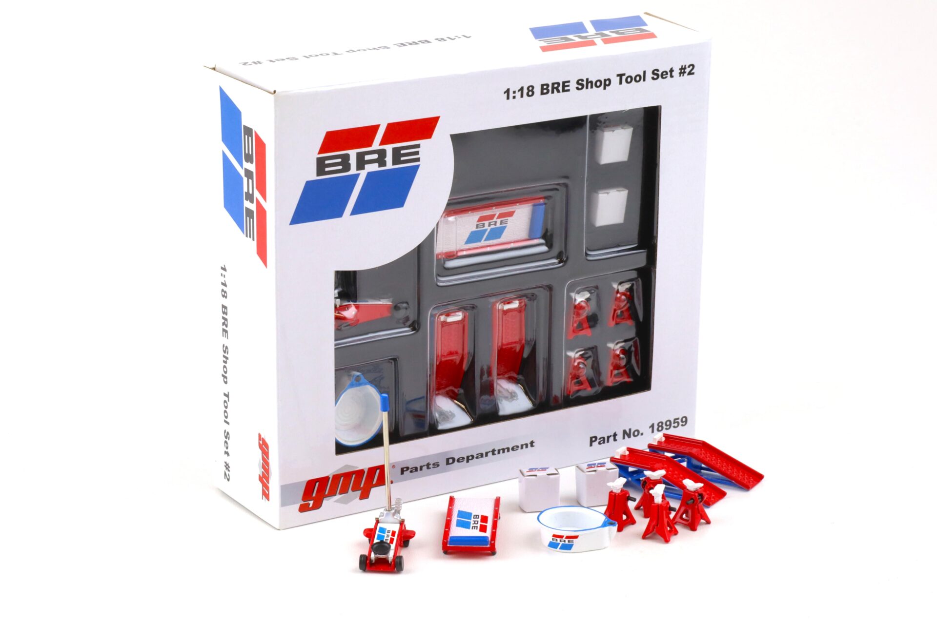 1:18 GMP Brock Racing Enterprises BRE SHOP Tool Set #2 Diorama Zubehör white