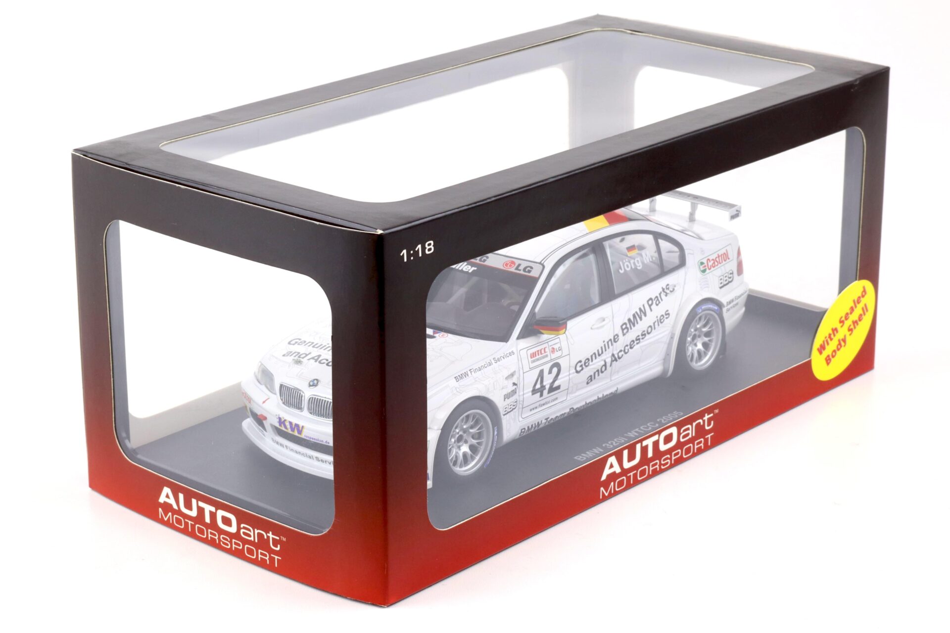 1:18 AUTOart BMW 320i (E46) WTCC 2005 J.Müller #42 BMW Parts 80542