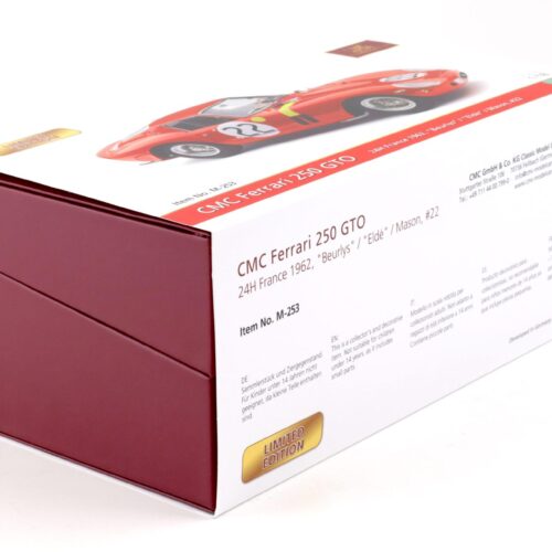 1:18 CMC Ferrari 250 GTO 24h Le Mans 1962 Beurlys/Elde/Mason #22 red M-253