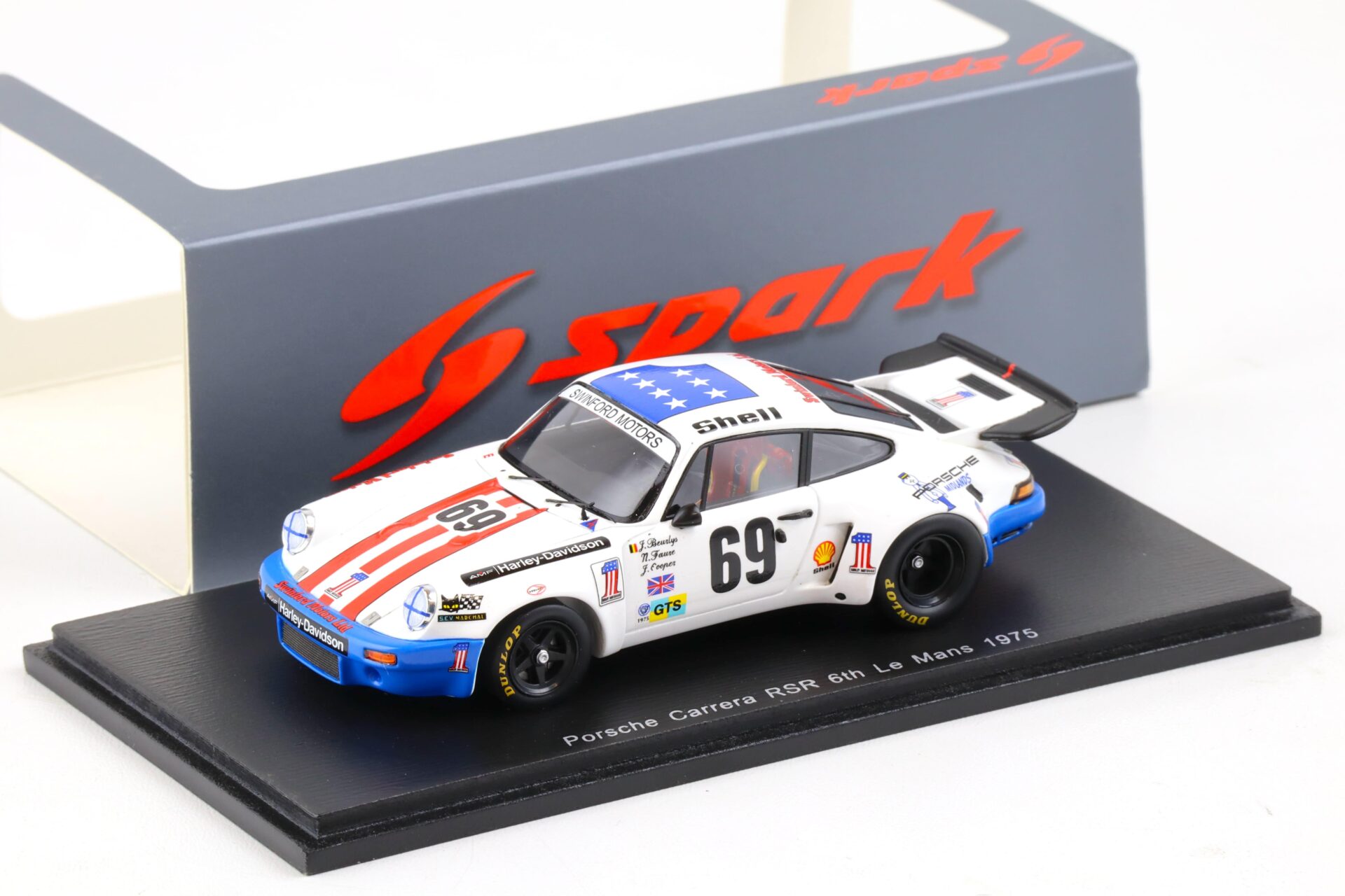 1:43 Spark Porsche 911 Carrera RSR 6th Le Mans 1975 Beurlys/ Faure/ Cooper #69