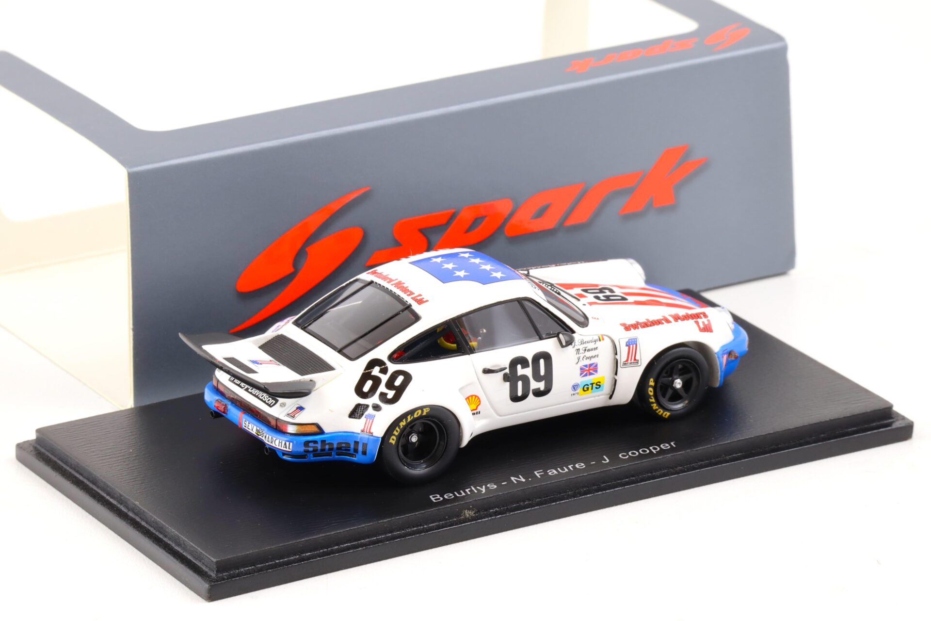 1:43 Spark Porsche 911 Carrera RSR 6th Le Mans 1975 Beurlys/ Faure/ Cooper #69