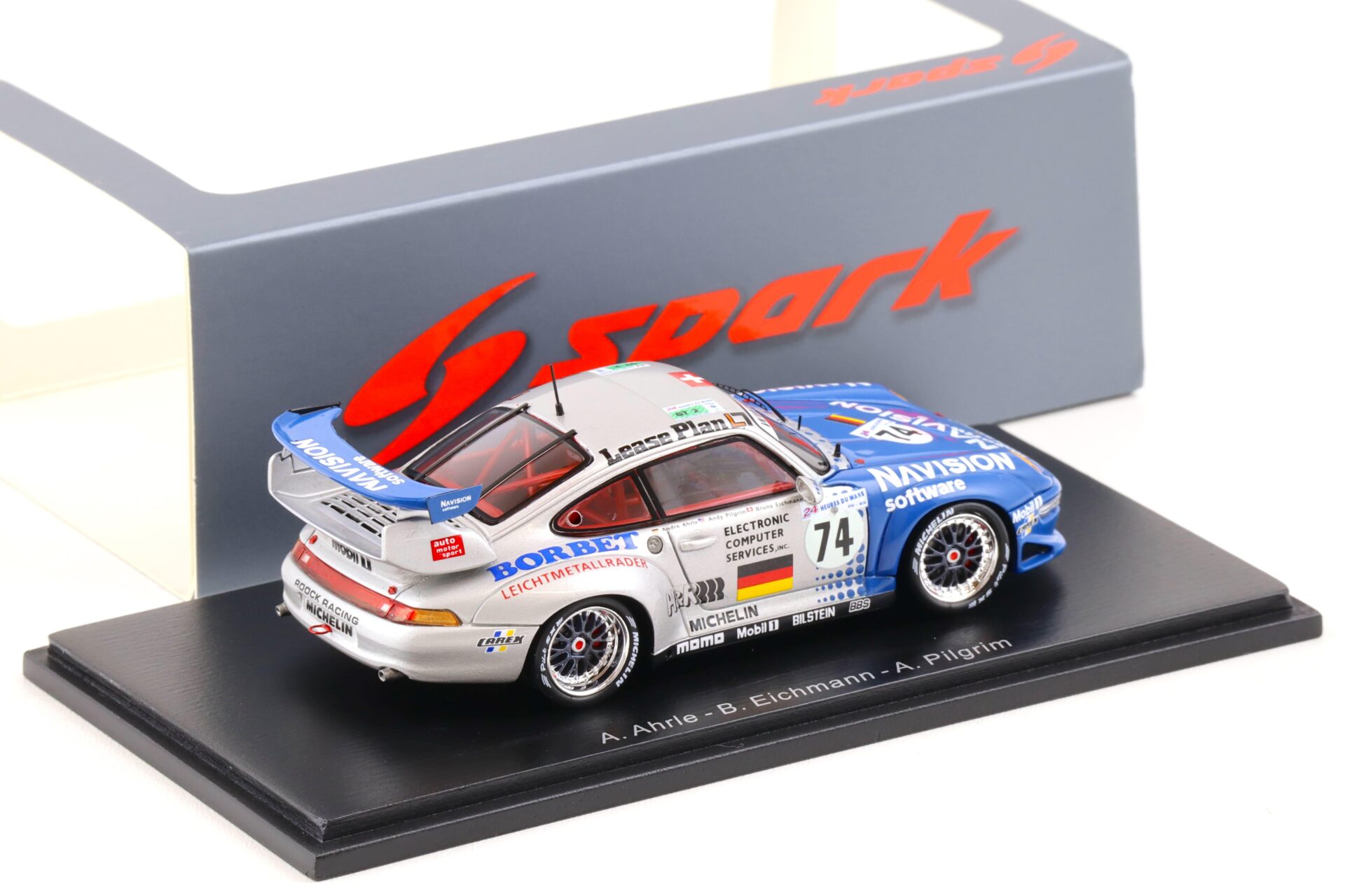 1:43 Spark Porsche 911 (993) GT2 Navision 10th Le Mans 1997 Ahrle/ Eichmann #74