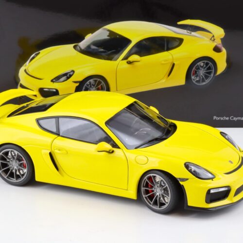 1:18 Schuco Porsche Cayman GT4 racing yellow Diecast 450040000 - Image 2