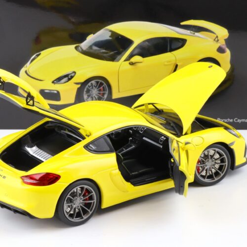 1:18 Schuco Porsche Cayman GT4 racing yellow Diecast 450040000 - Image 4