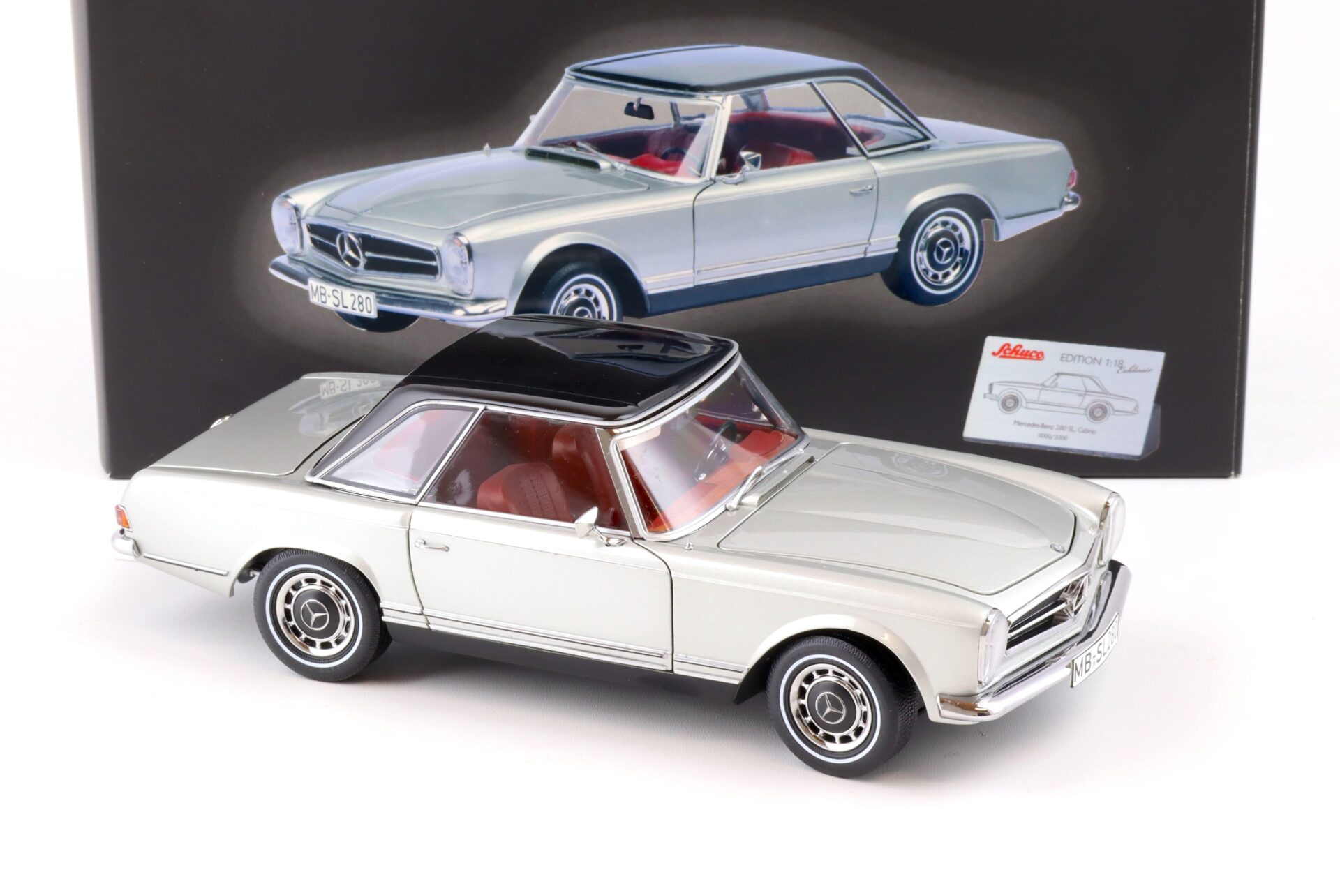 1:18 Schuco Mercedes 280 SL Pagode W113 Cabriolet silver/ black Hardtop