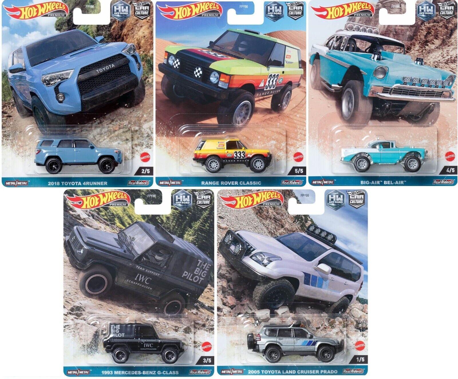 1:64 Hot Wheels Premium 2023 OFF ROAD Car Culture Set 5 pcs. 977F Mercedes, Toyota