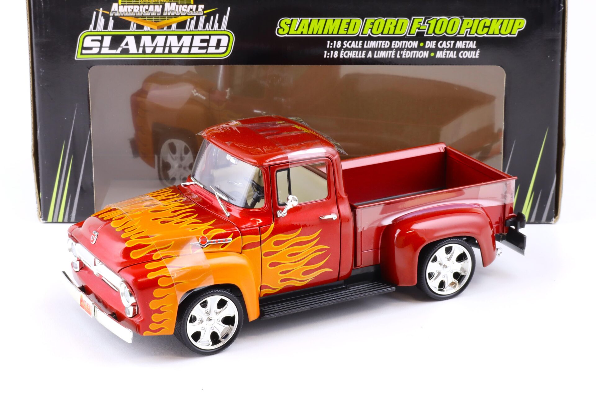 ID 84218 orig.jpg 1:18 ERTL RC2 Slammed Ford F-100 Pick-up red metallic/ orange flames
