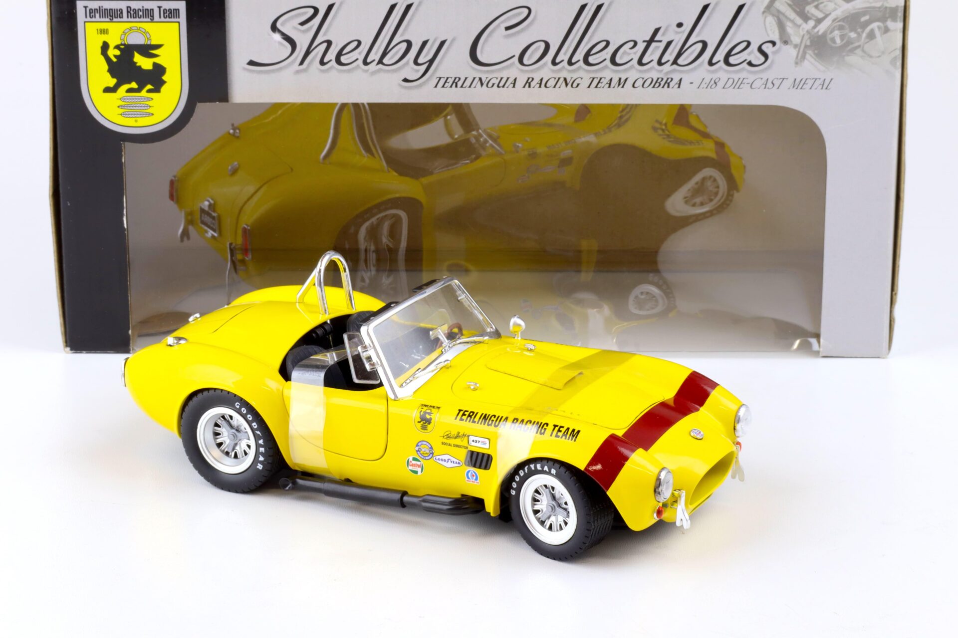 1:18 Shelby Collectibles 1965 Shelby Cobra Terlingua Racing Team yellow/ red