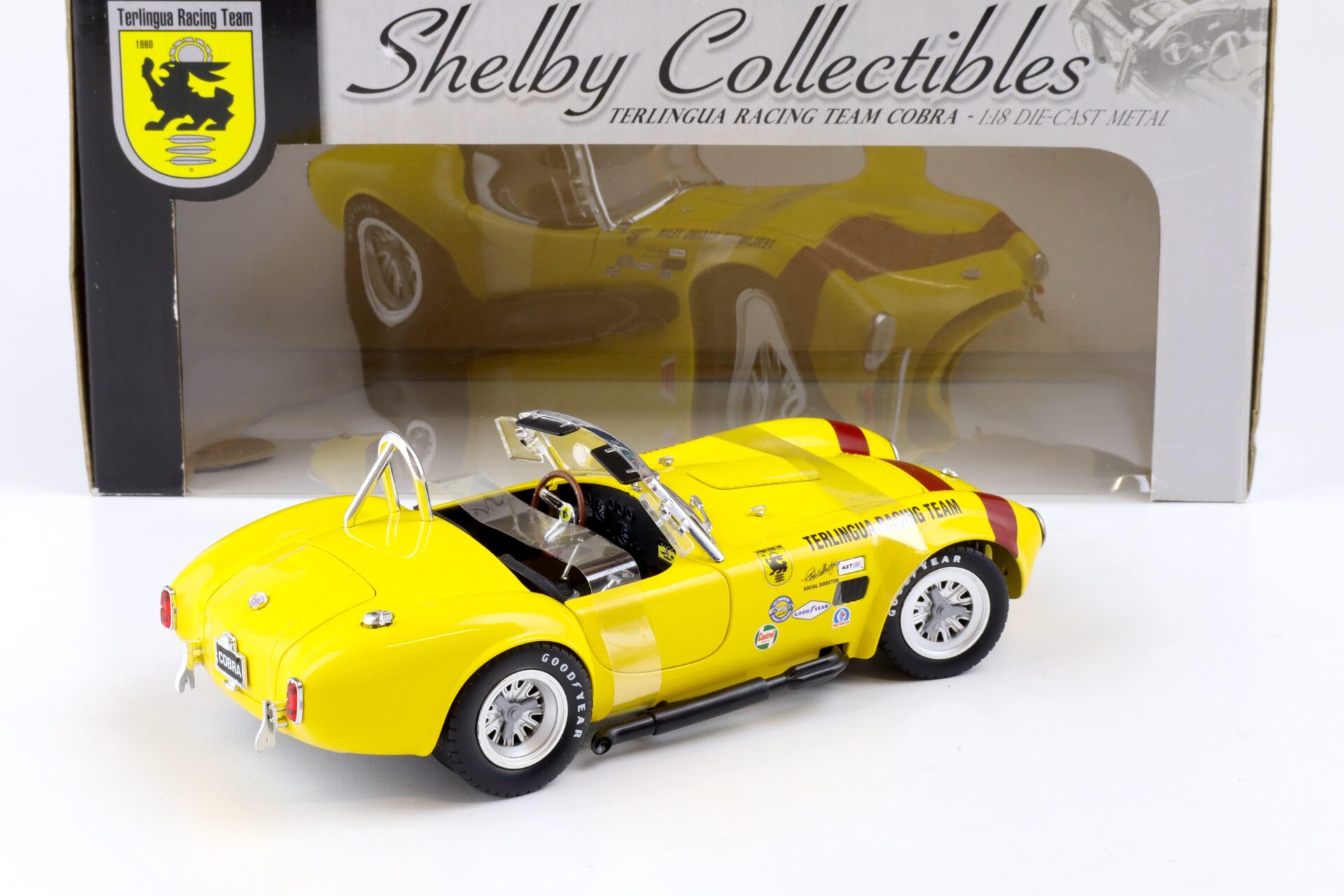 1:18 Shelby Collectibles 1965 Shelby Cobra Terlingua Racing Team yellow/ red