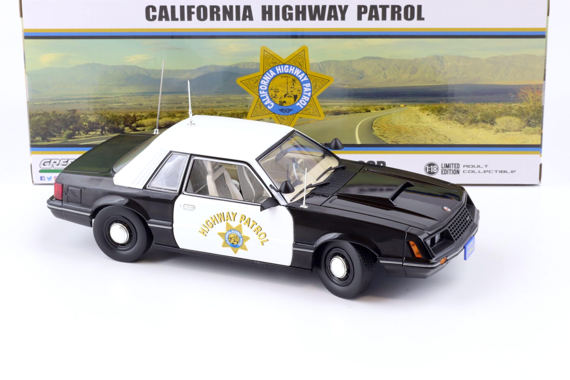 1:18 Greenlight 1982 Ford Mustang Coupe SSP California Highway Patrol