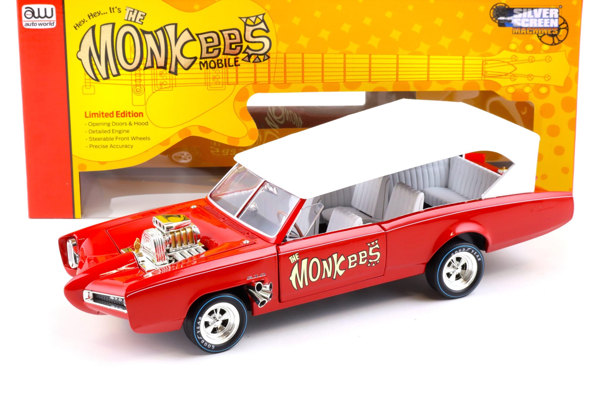 ID 84837 orig.jpg 1:18 Auto World 1966 Pontiac GTO Convertible THE Monkees Mobile red/ white