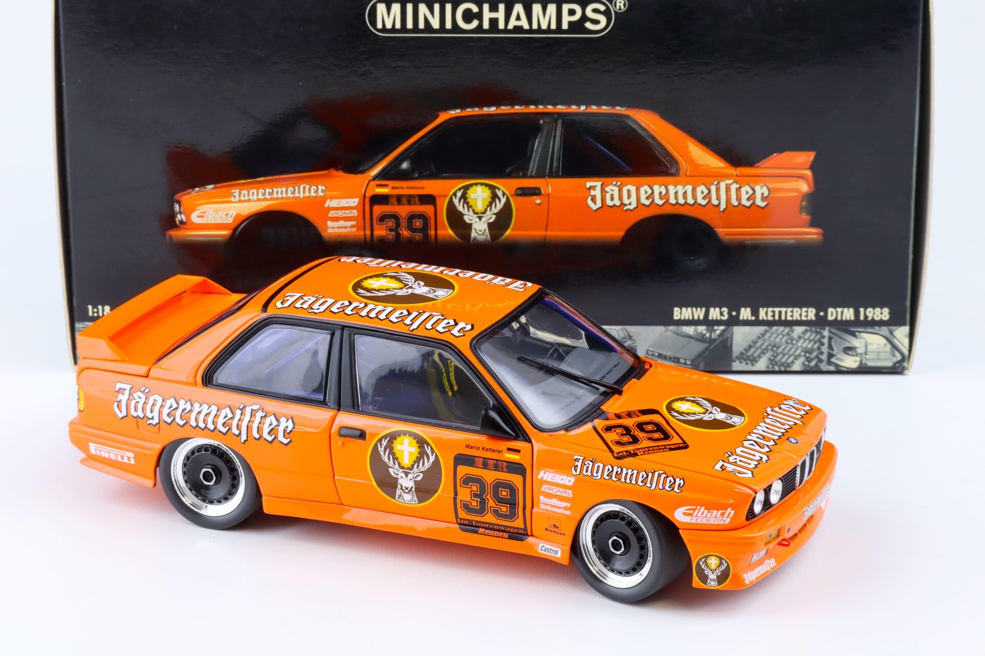 1:18 Minichamps BMW M3 E30 DTM 1988 Avus-Rennen Ketterer Jägermeister #39