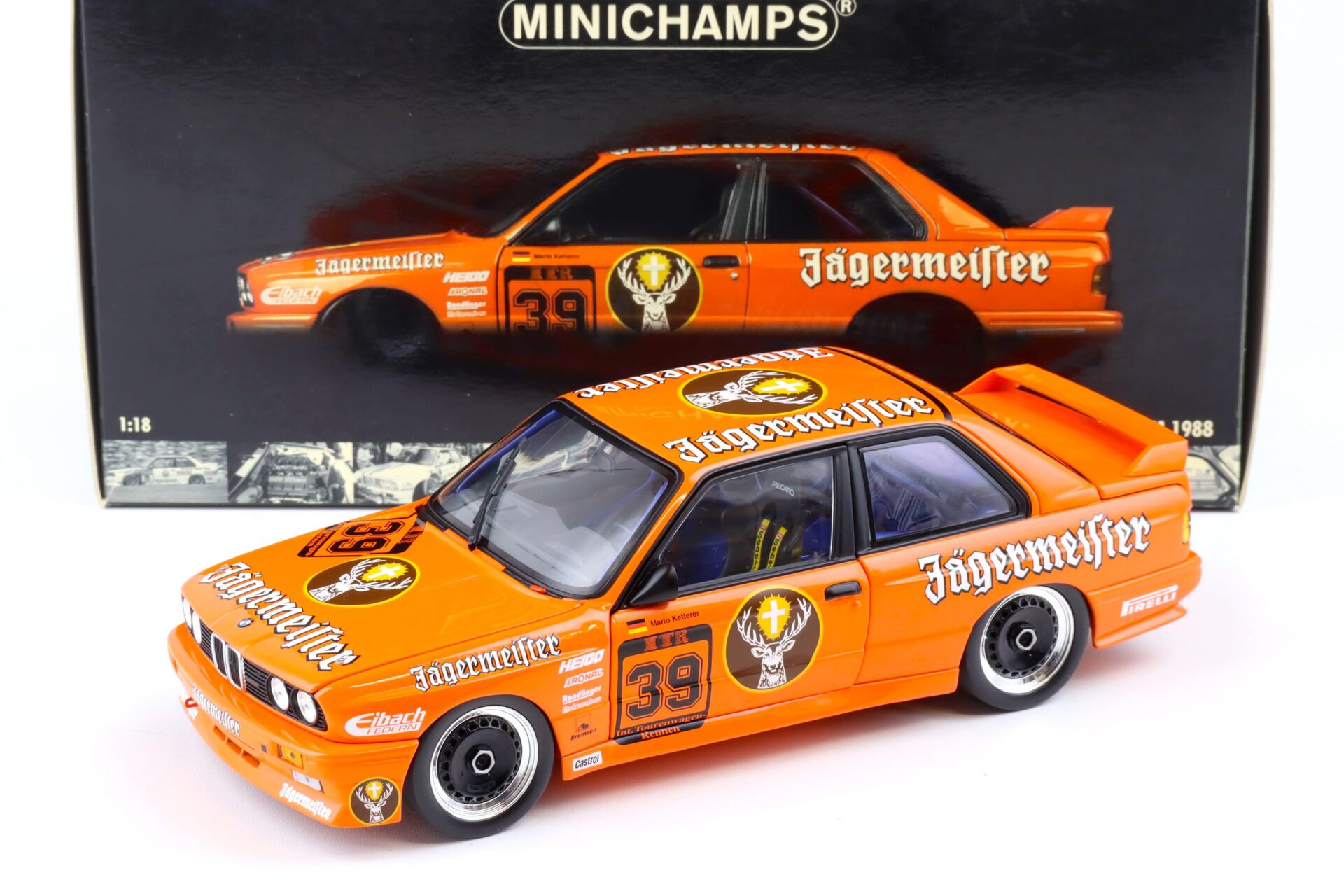 1:18 Minichamps BMW M3 E30 DTM 1988 Avus-Rennen Ketterer Jägermeister #39