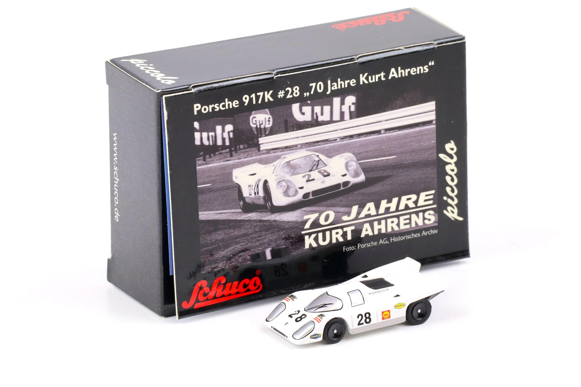 ID 85117 orig.jpg Schuco Piccolo Porsche 917K #28 white 70 Jahre Kurt Ahrens