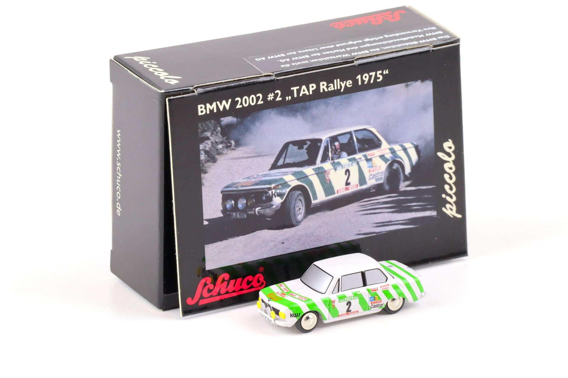 Schuco Piccolo BMW 2002 #2 TAP Rallye 1975 white/ green