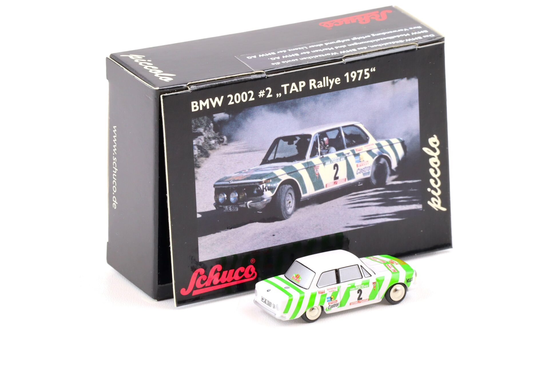 Schuco Piccolo BMW 2002 #2 TAP Rallye 1975 white/ green