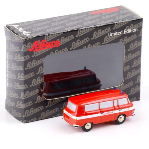 Schuco Piccolo Barkas B1000 Bus Feuerwehr red/ white