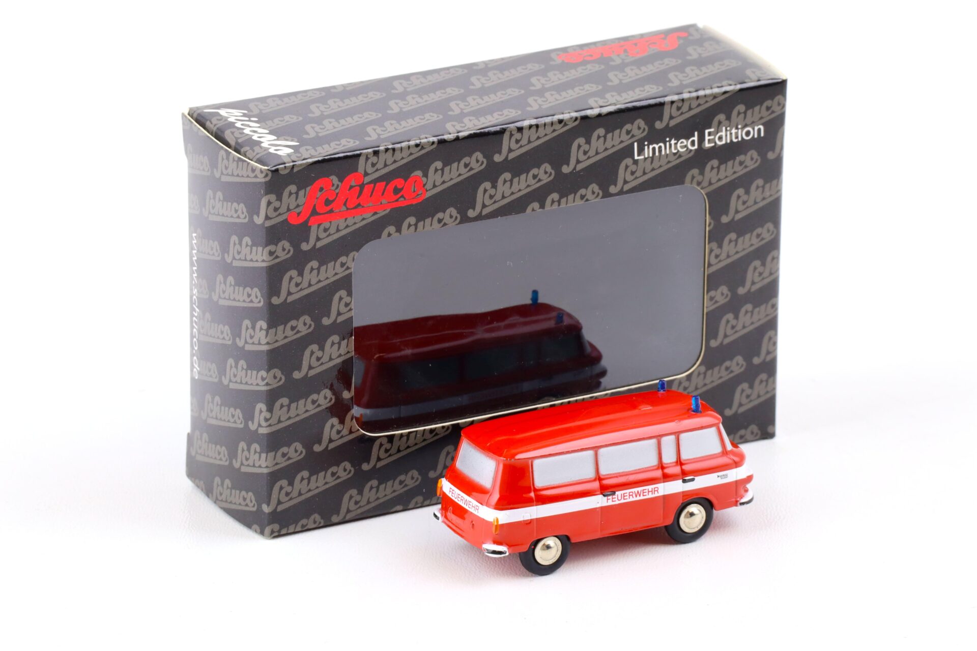 Schuco Piccolo Barkas B1000 Bus Feuerwehr red/ white