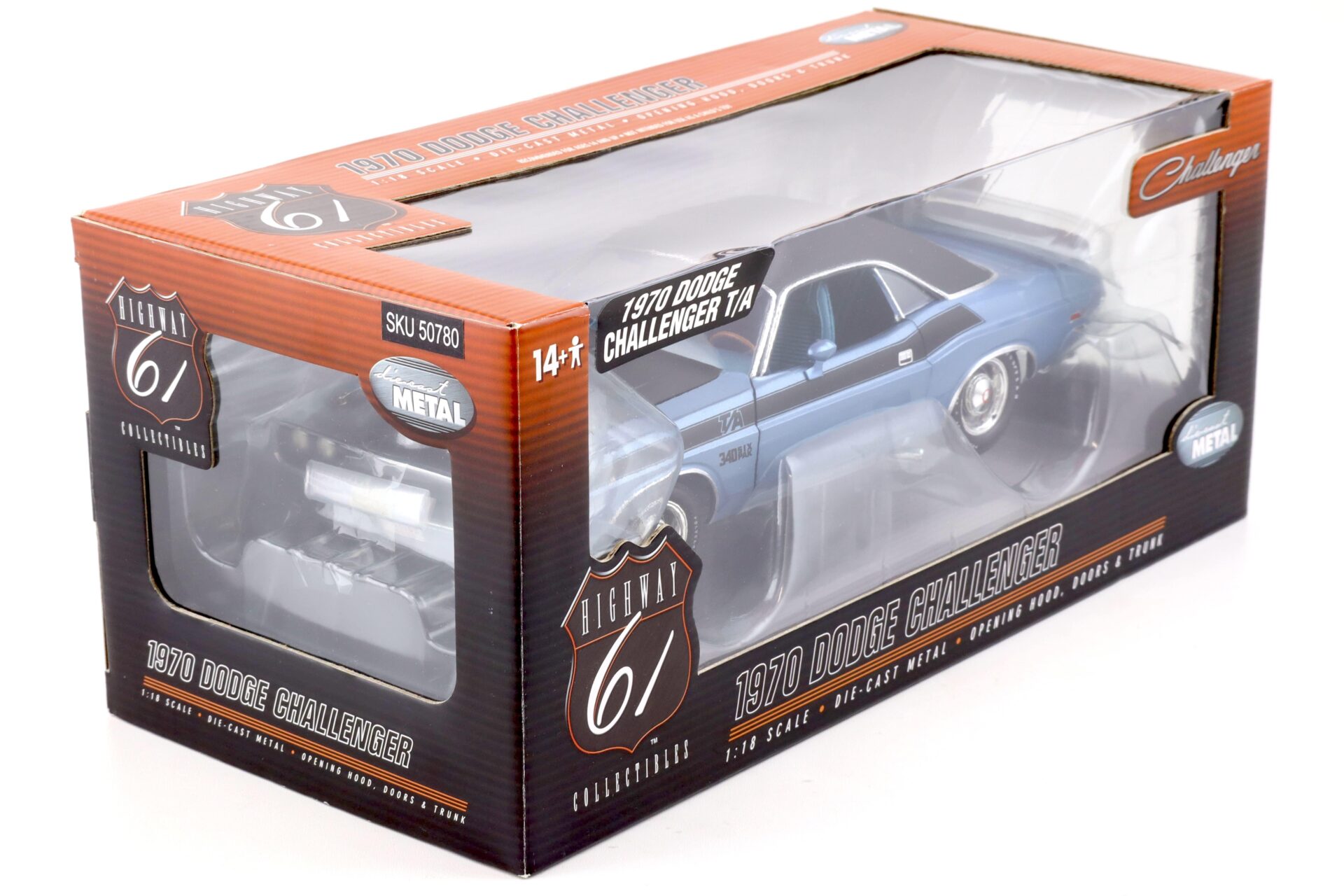 1:18 Highway61 Dodge Challenger T/A 340 Six Pak Coupe 1970 blue metallic