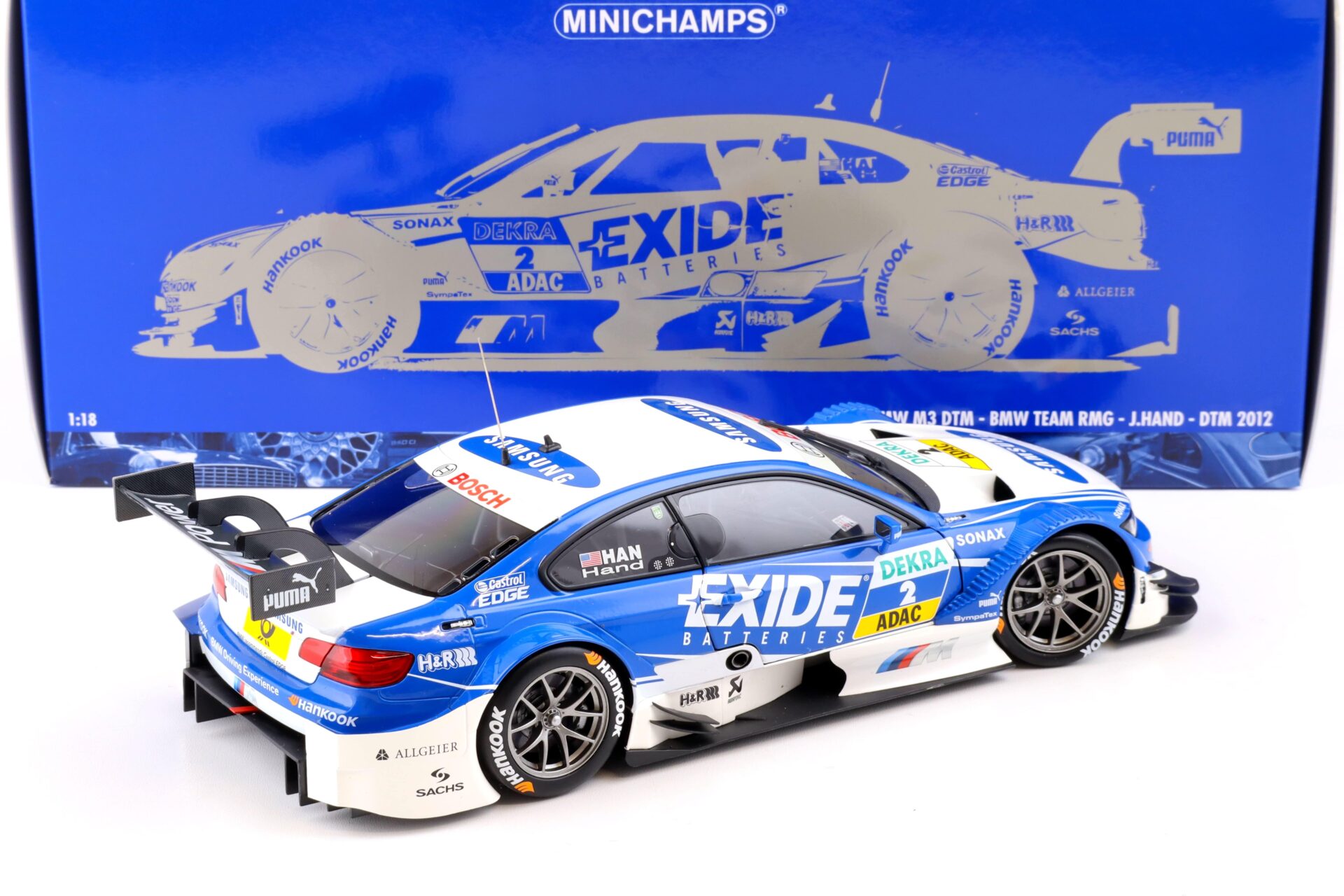 1:18 Minichamps BMW M3 E92 DTM BMW Team RMG J.Hand DTM 2012 Exide #2