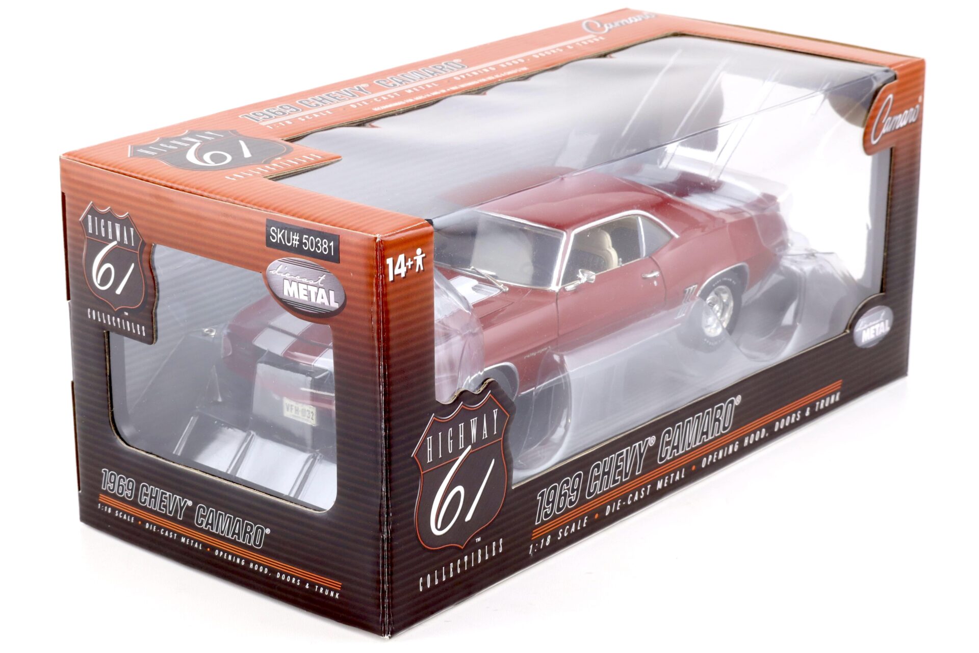 1:18 Highway61 Chevrolet Camaro Z/28 Rally-Sport Coupe 1969 red/ white stripes