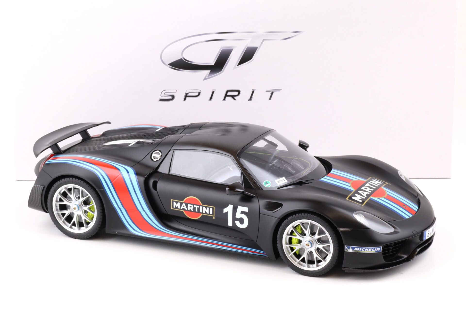 1:12 GT Spirit ZM084 Porsche 918 Spyder Weissach Package matt black Martini Livery