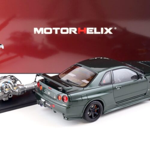 1:18 Motorhelix Nissan Skyline GT-R (R34) NISMO CUSTOMIZED dark green + engine M83408 - Image 4
