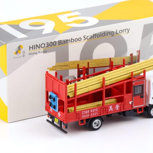 1:64 TINY HINO 300 Bamboo Scaffolding Lorry LKW red/ white