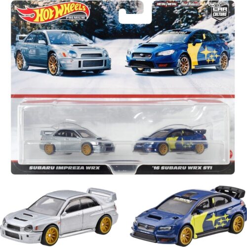 1:64 Hot Wheels 2024 Premium 2-Pack Subaru Impreza WRX + Subaru WRX STI 979W