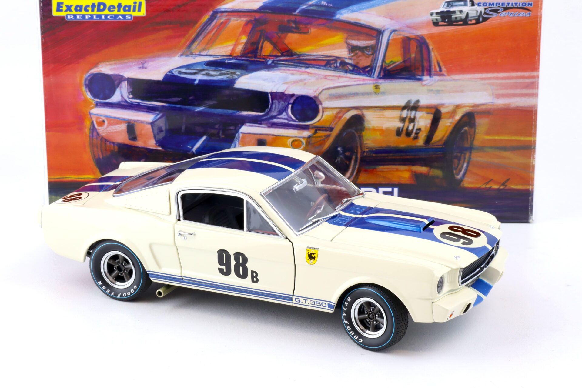 1:18 Exact Detail 1965 Shelby GT 350 R-Model Ken Miles #98B white/ blue stripes