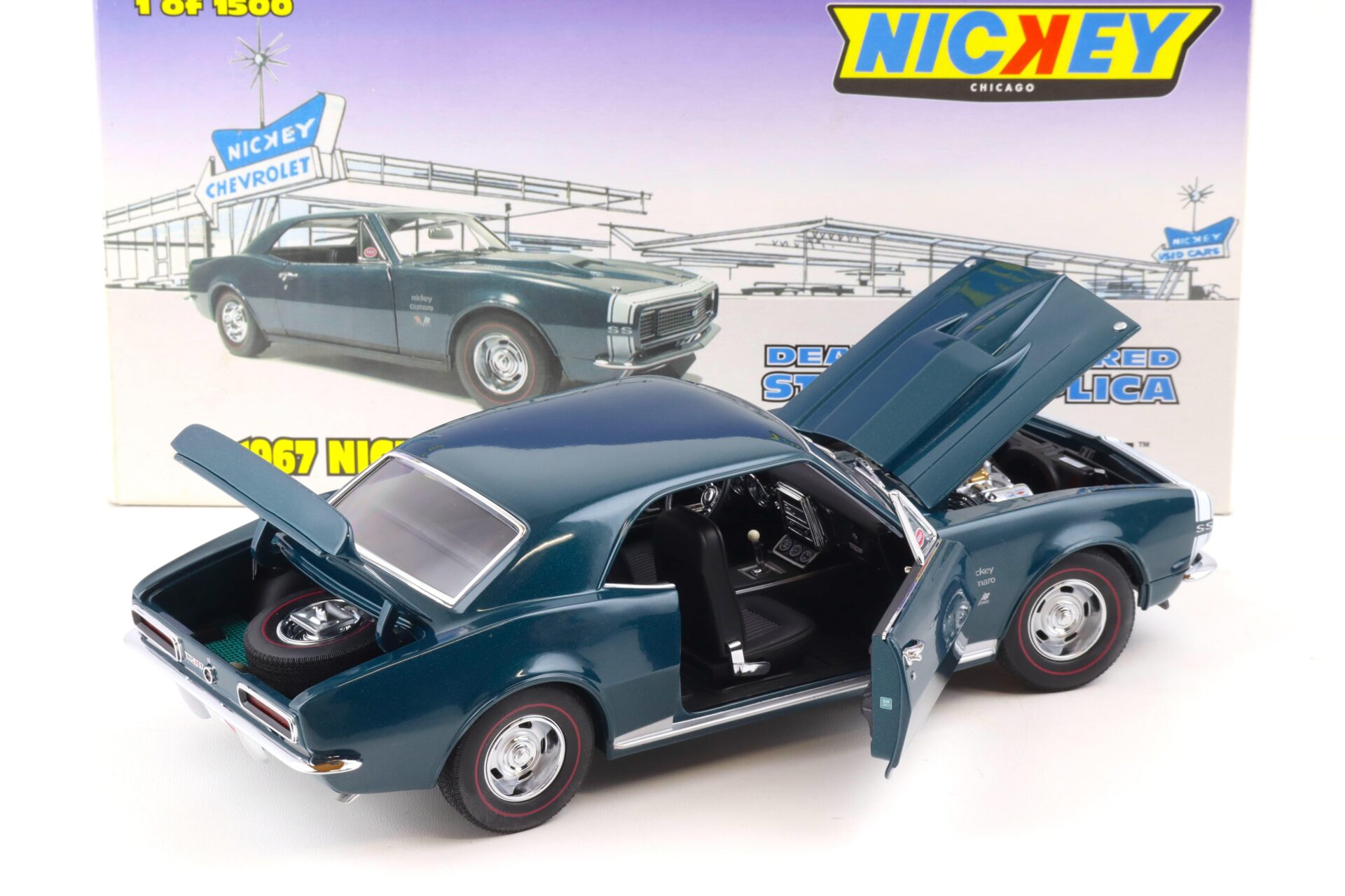 1:18 Exact Detail 1967 Nickey Chevrolet Camaro SS/RS 427 Coupe turquoise