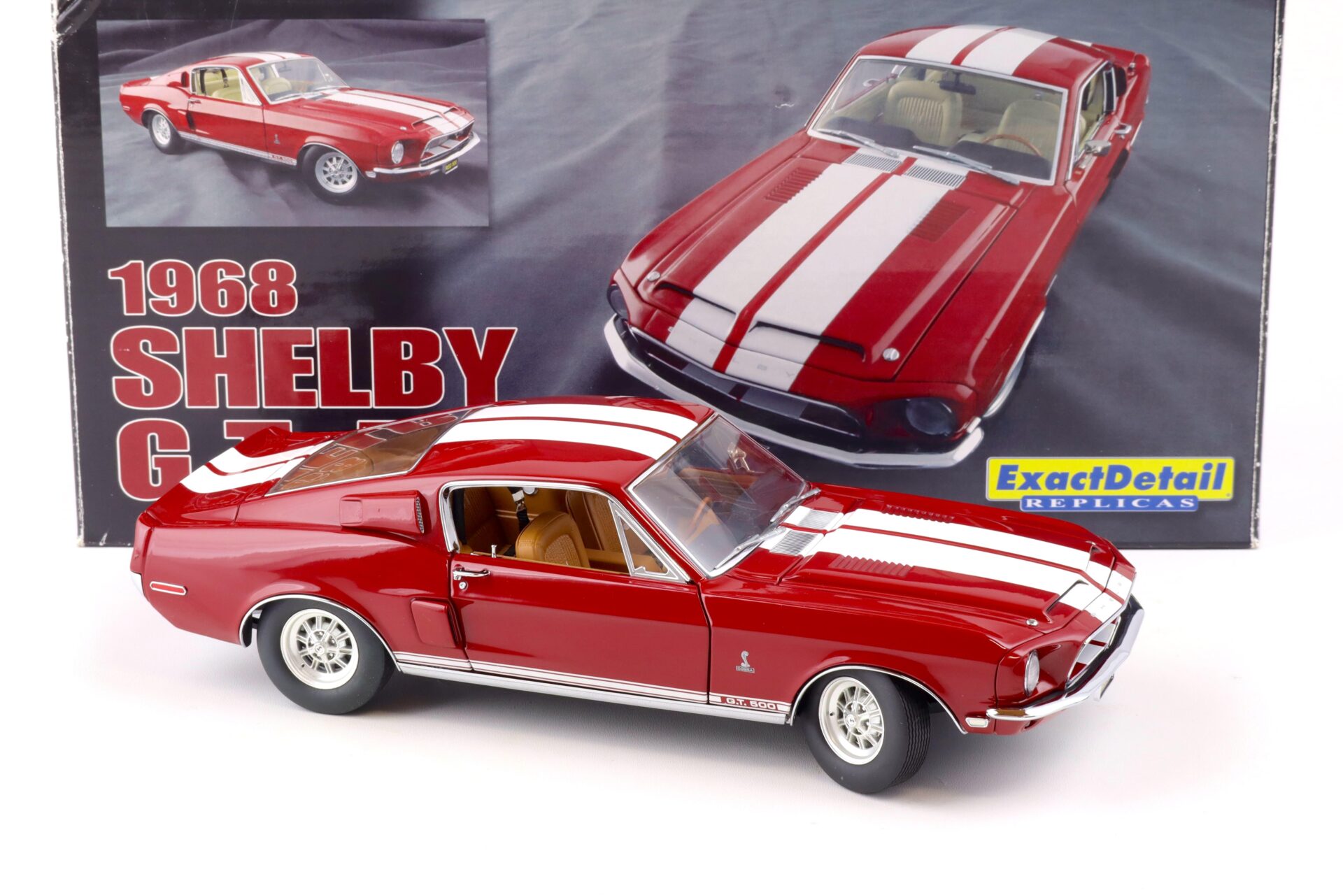 1:18 Exact Detail 1968 Shelby GT 500 Coupe Candyapple red/ white WCC702