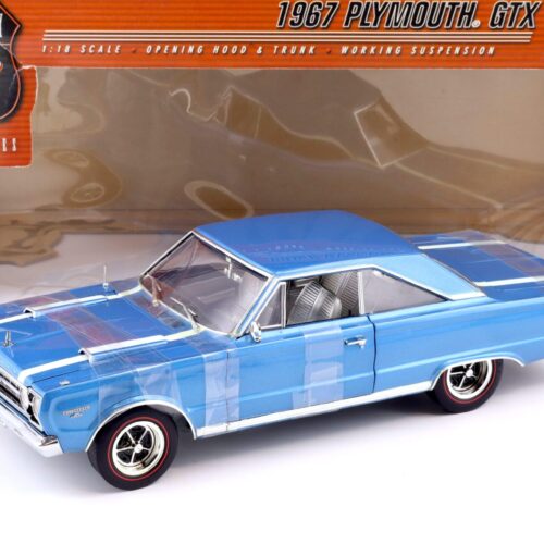 1:18 Highway61 Plymouth GTX 1967 blue metallic/ white stripes 50051