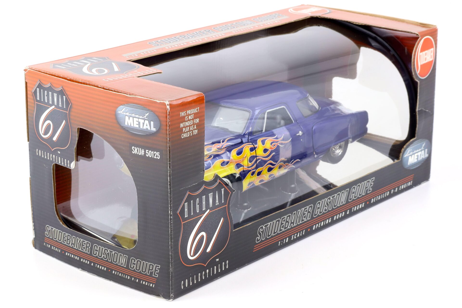 1:18 Highway61 Studebaker Custom Coupe blue metallic with yellow flames 50125