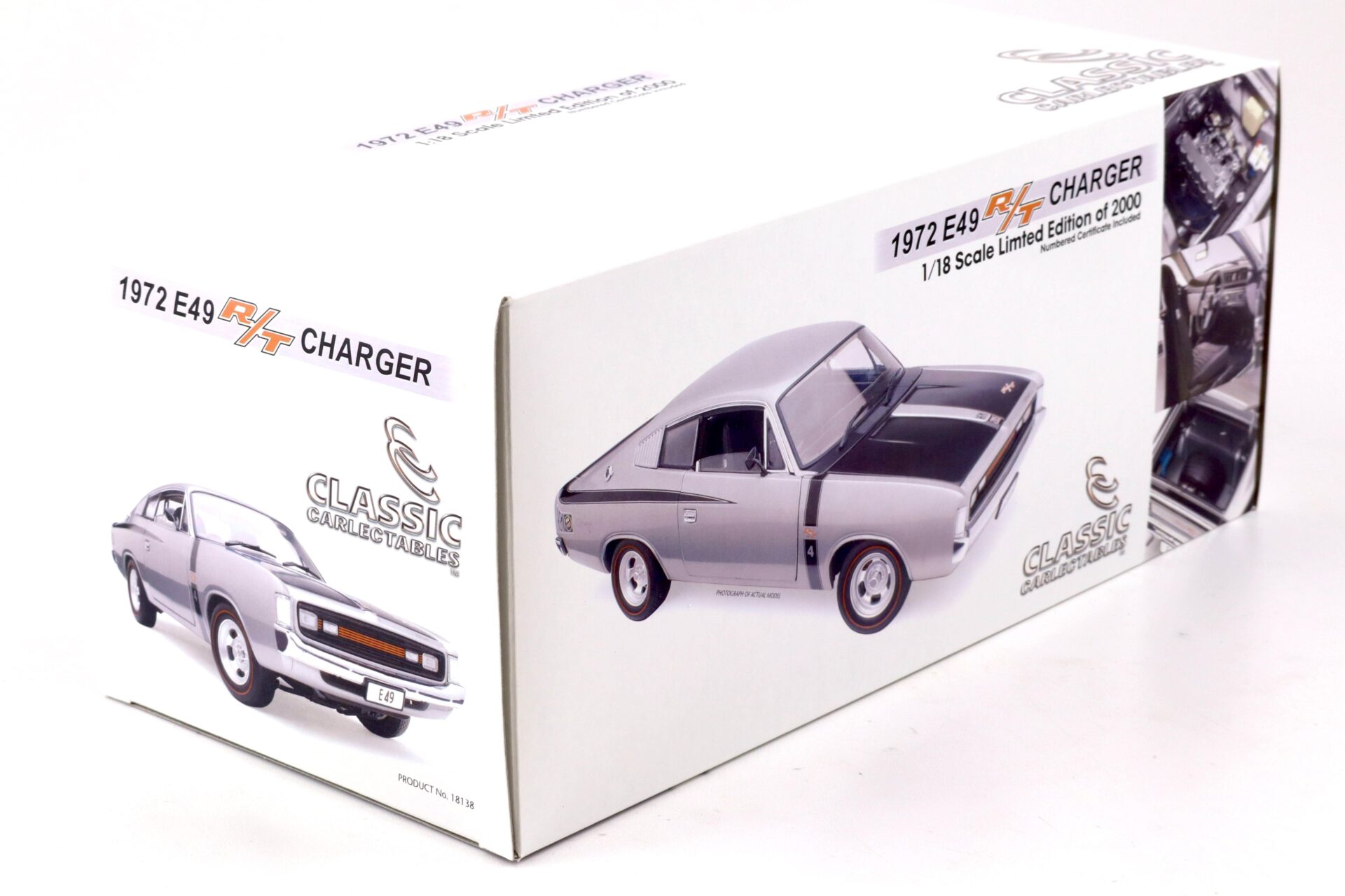 1:18 Classic Carlectables 1972 Chrysler E49 R/T Charger Mercury silver metallic 18138