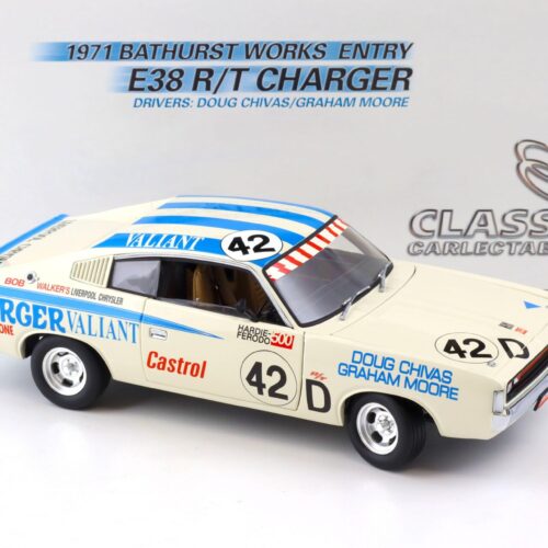1:18 Classic Carlectables Chrysler E38 R/T Charger 1971 Bathurst Works Entry Chivas/ Moore #42
