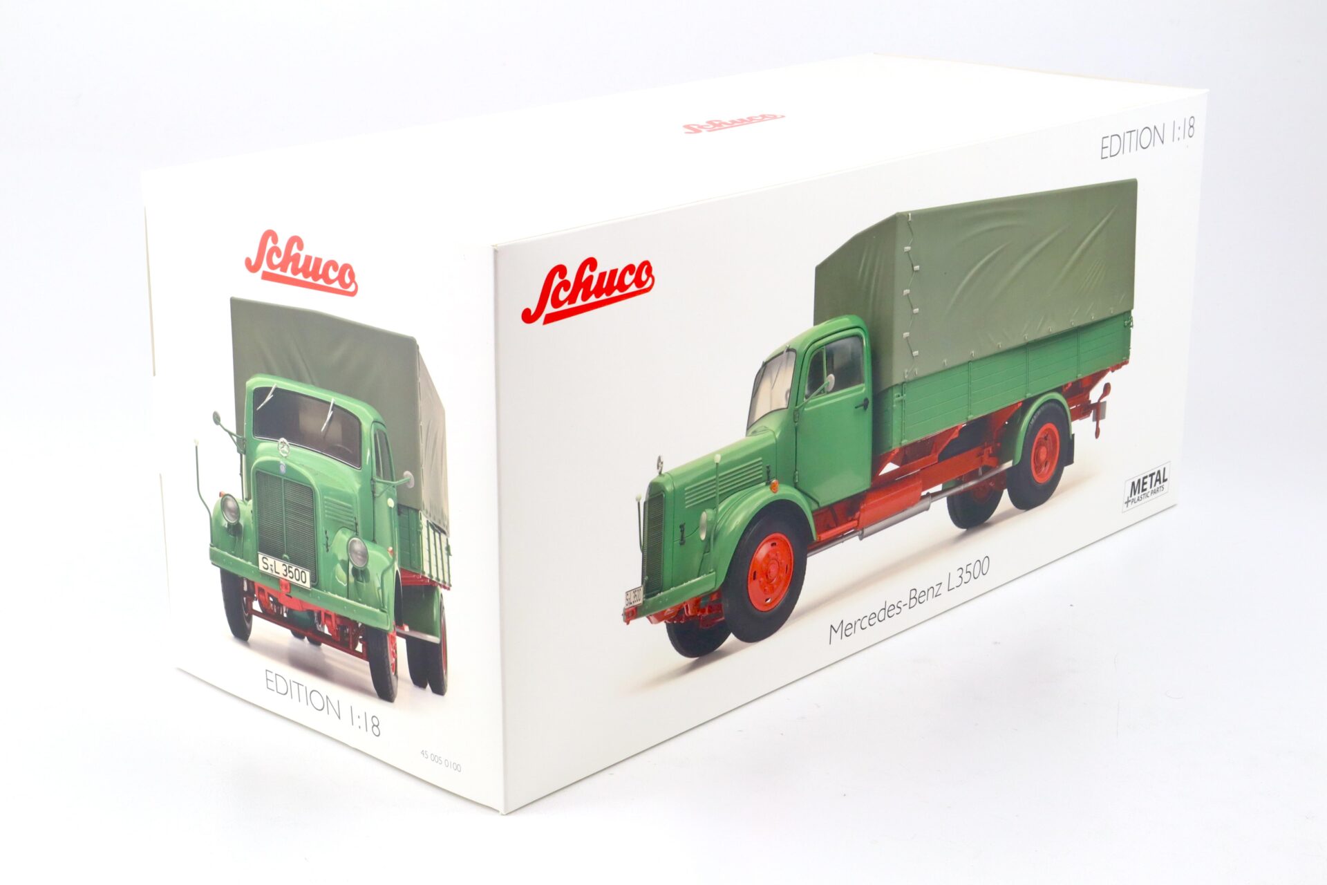 1:18 Schuco Edition Mercedes L3500 Pritsche/ Plane 1950 reseda green 450050100