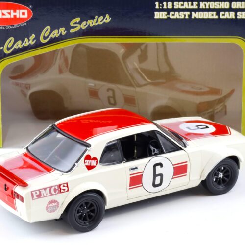 1:18 Kyosho Nissan Skyline 2000 GT-R (KPGC10) Racing #6 white/red 08122R