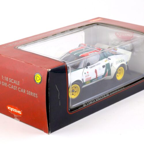 1:18 Kyosho Lancia Stratos HF Rally Alitalia 1977 Monte Carlo #1 with lights 08139B