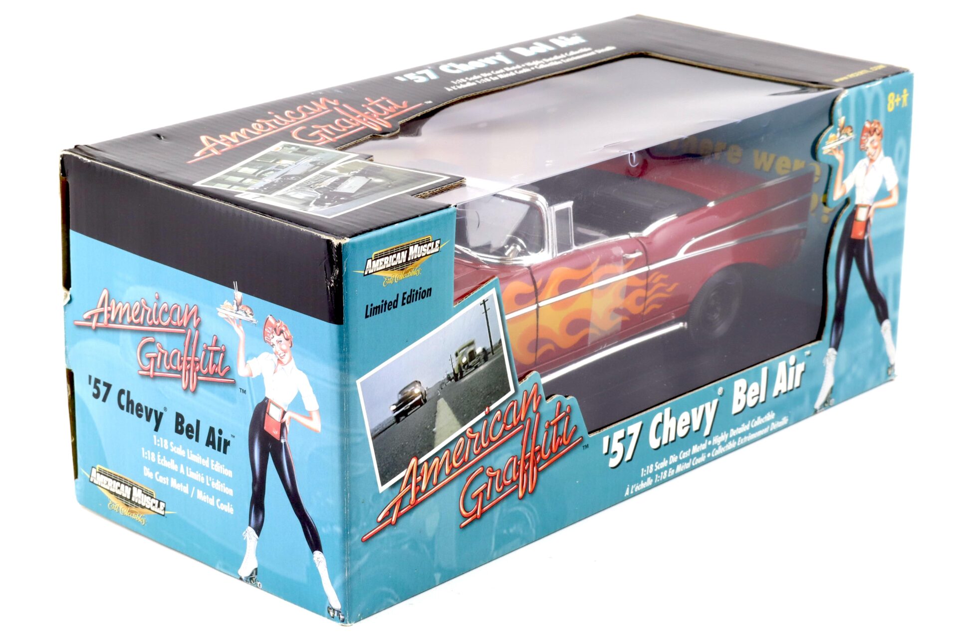 1:18 ERTL 1957 Chevrolet Bel Air Convertible American Graffiti red/ with flames