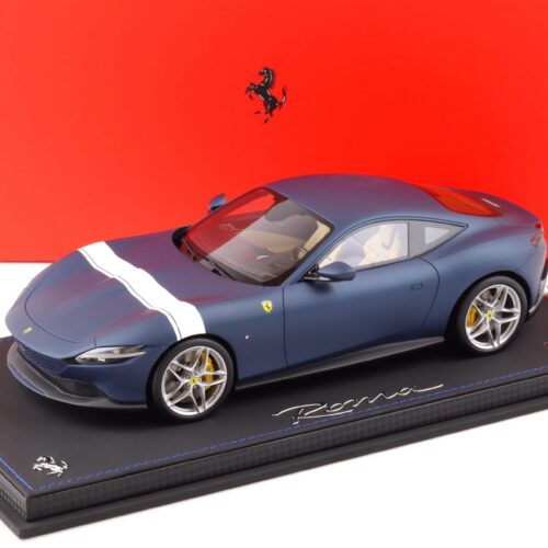 1:18 BBR Ferrari Roma matt blue Abu Dhabi/ white stripe with Showcase - Limited 24 pcs.