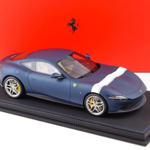 1:18 BBR Ferrari Roma matt blue Abu Dhabi/ white stripe with Showcase - Limited 24 pcs.