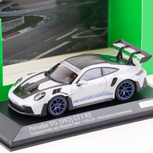 1:43 Minichamps Porsche 911 (992) GT3 RS Weissach Package Nürburgring Ice grey/ indigo blue
