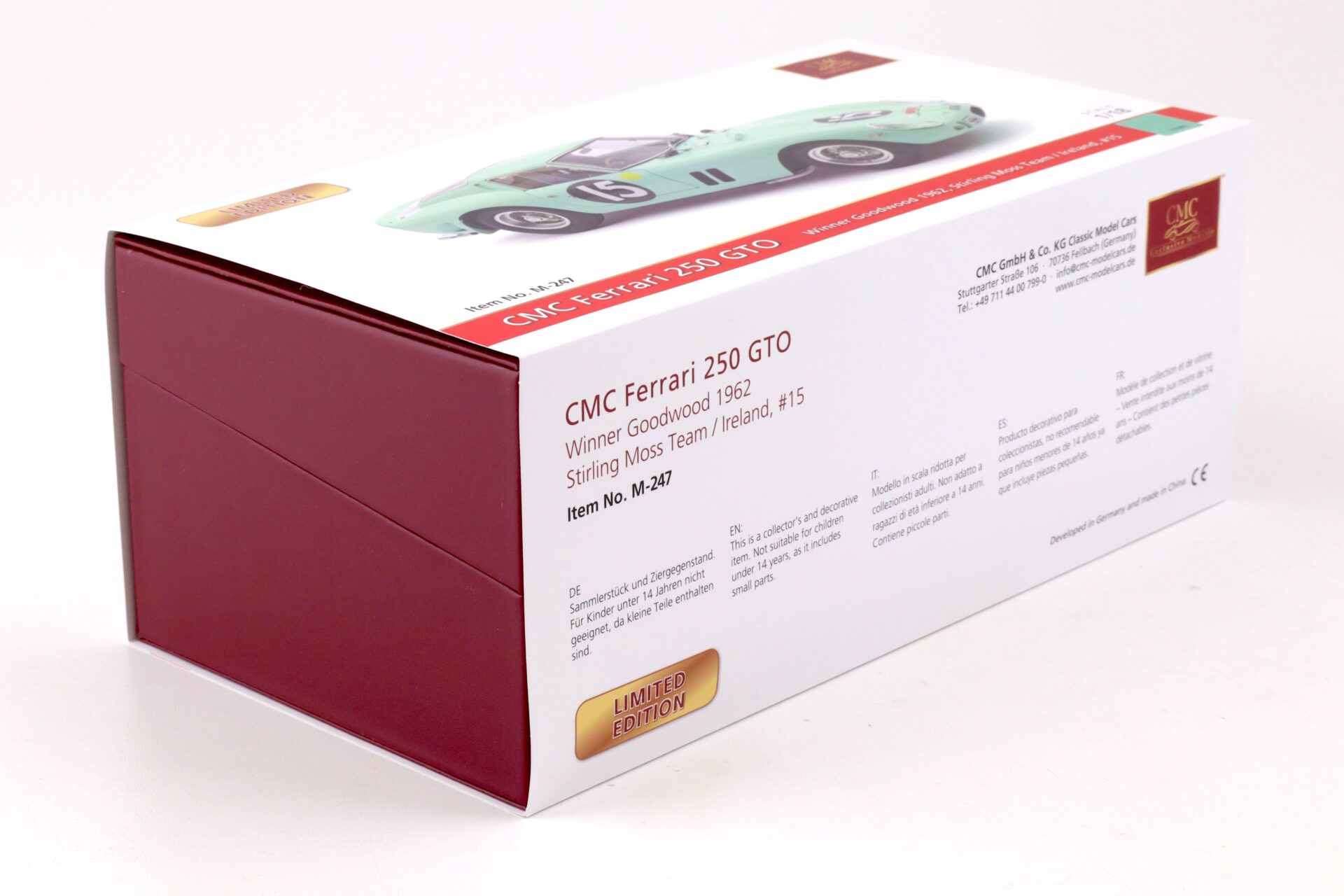 1:18 CMC Ferrari 250 GTO RHD Goodwood 1962 #15 Stirling Moss green M-247